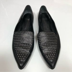 PAIGE Black Flats with Silver Accents